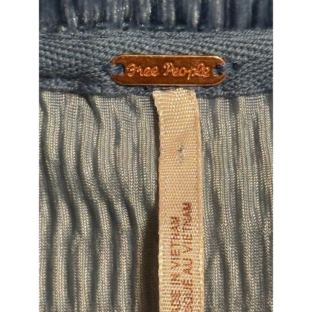 Free People My Best Velvet Oversized Button Up Top, Blue, XS - Picture 6 of 9
